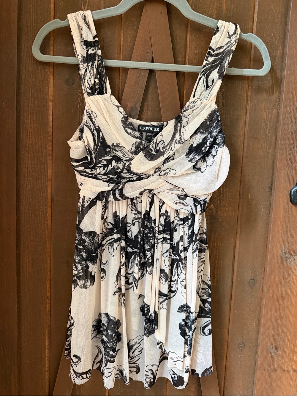 Express Black & Cream Floral Mini Dress